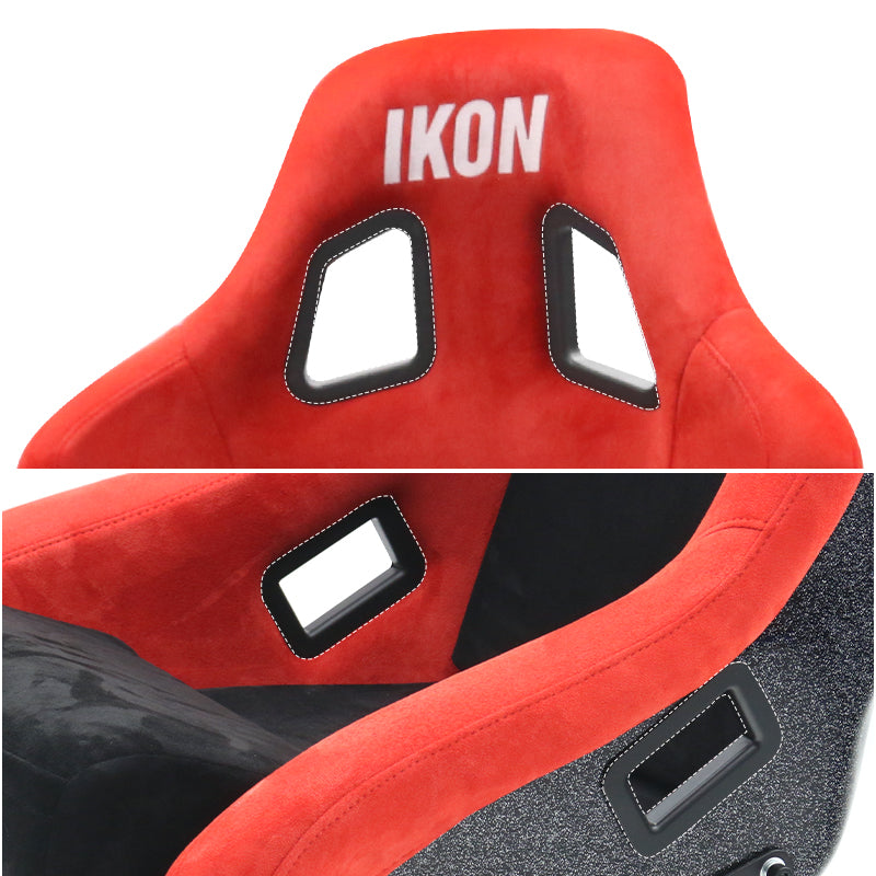 Universal Racing Bucket Seats Slider Suede Left+ Right Black Red
