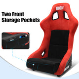 Universal Racing Bucket Seats Slider Suede Left+ Right Black Red
