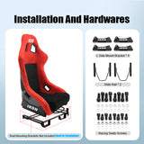 Universal Racing Bucket Seats Slider Suede Left+ Right Black Red
