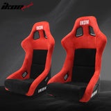 Universal Racing Bucket Seats Slider Suede Left+ Right Black Red