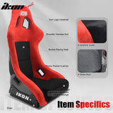 Universal Racing Bucket Seats Slider Suede Left+ Right Black Red