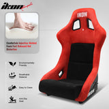 Universal Racing Bucket Seats Slider Suede Left+ Right Black Red
