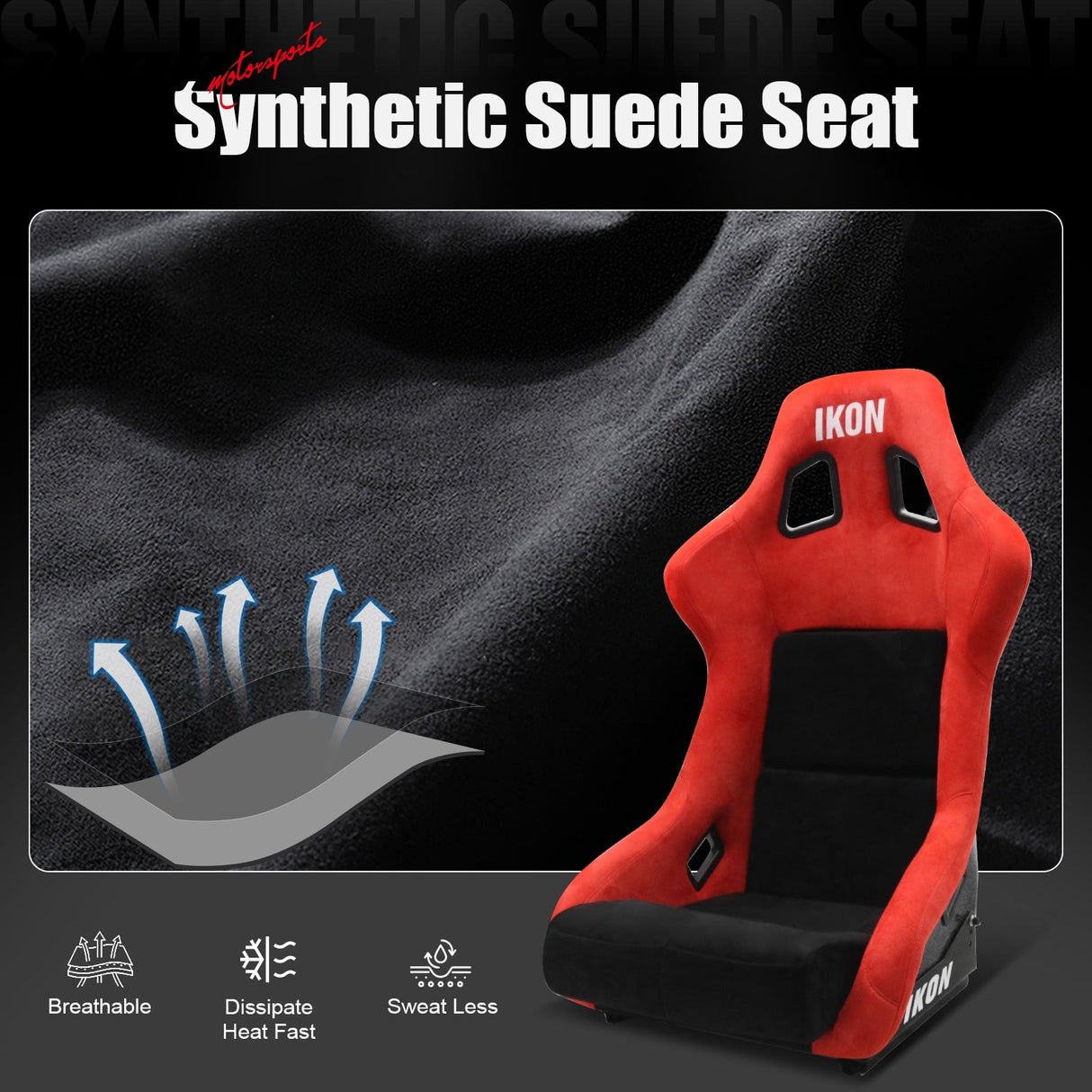 Universal Racing Bucket Seats Slider Suede Left+ Right Black Red