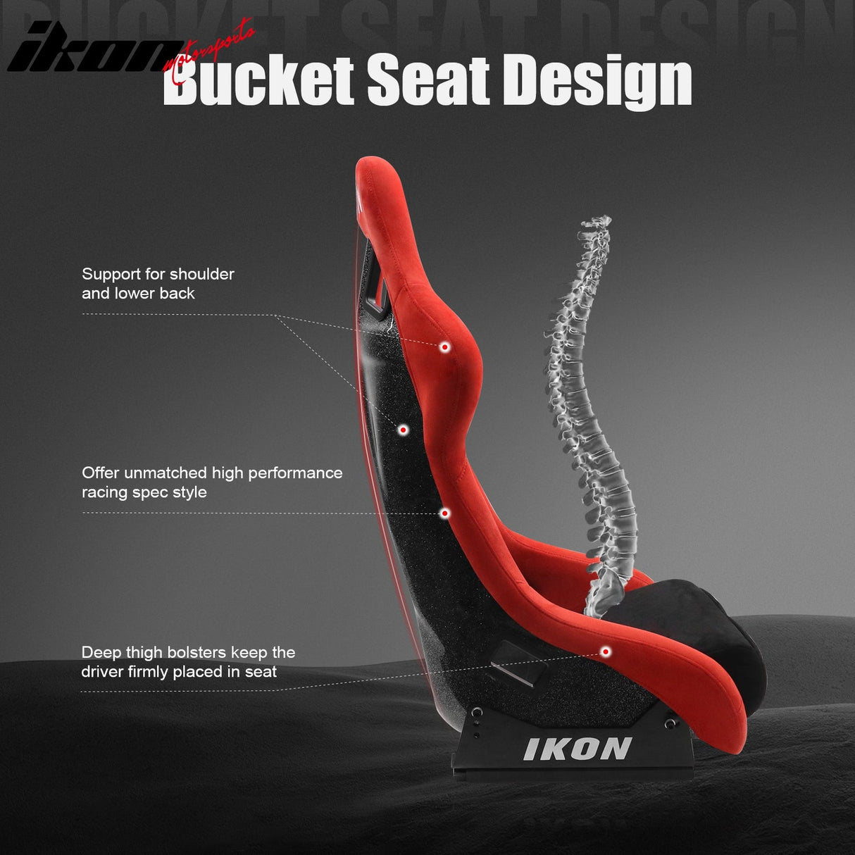 Universal Racing Bucket Seats Slider Suede Left+ Right Black Red