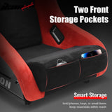 Universal Racing Bucket Seats Slider Suede Left+ Right Black Red