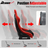 Universal Racing Bucket Seats Slider Suede Left+ Right Black Red
