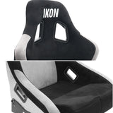 Universal Racing Bucket Seats Slider Suede Left+ Right Silver Black