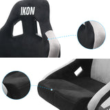 Universal Racing Bucket Seats Slider Suede Left+ Right Silver Black