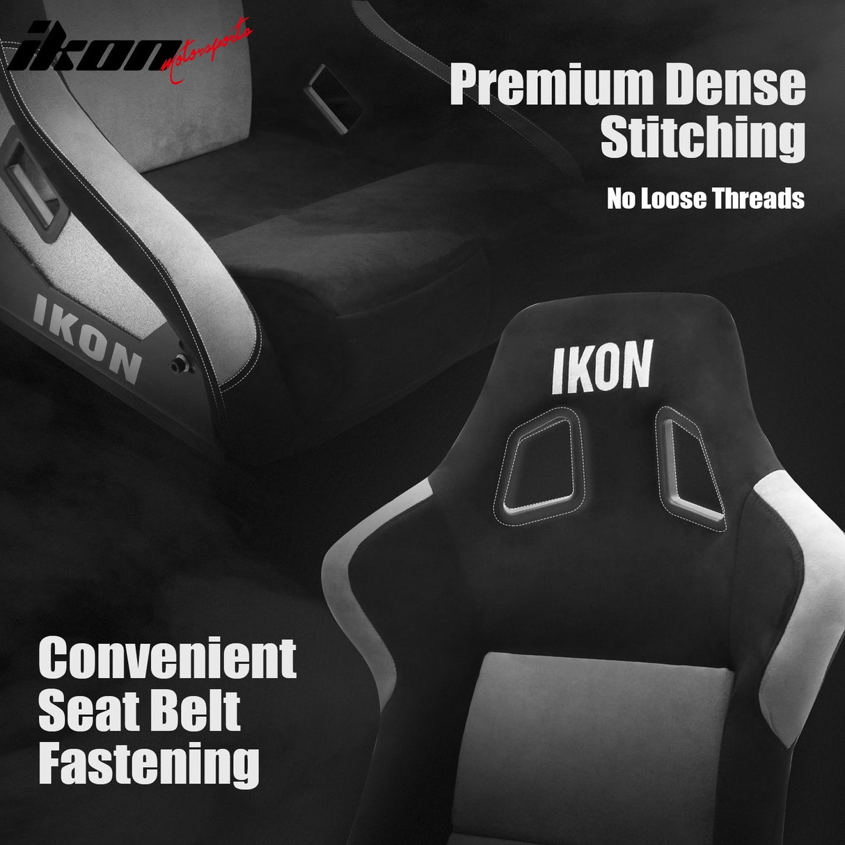 Universal Racing Bucket Seats W/ 4 Point 3" Belt Harness Black