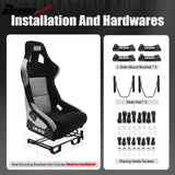 Universal Racing Bucket Seats W/ 4 Point 3" Belt Harness Black
