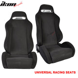 Universal Rco Cloth All Black Racing Seats(Pair)