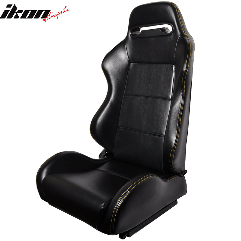 PVC BLK JDM Racing Seats Yellow Stitch Fits Honda(Pair)