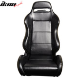 PVC BLK JDM Racing Seats Yellow Stitch Fits Honda(Pair)