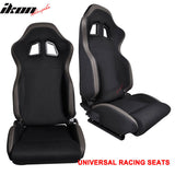 Universal JDM Style Black Gunmetal Racing Seats Cloth