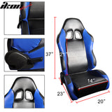 Universal Black Blue PVC Leather Passenger Side Racing Seats Slider