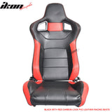 Universal JDM Sport Black Red Racing Seats Carbon Fiber Print