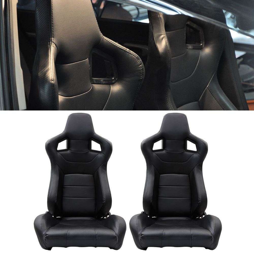 Universal JDM Sport XL Version 2 Black Racing Seats PVC Leather