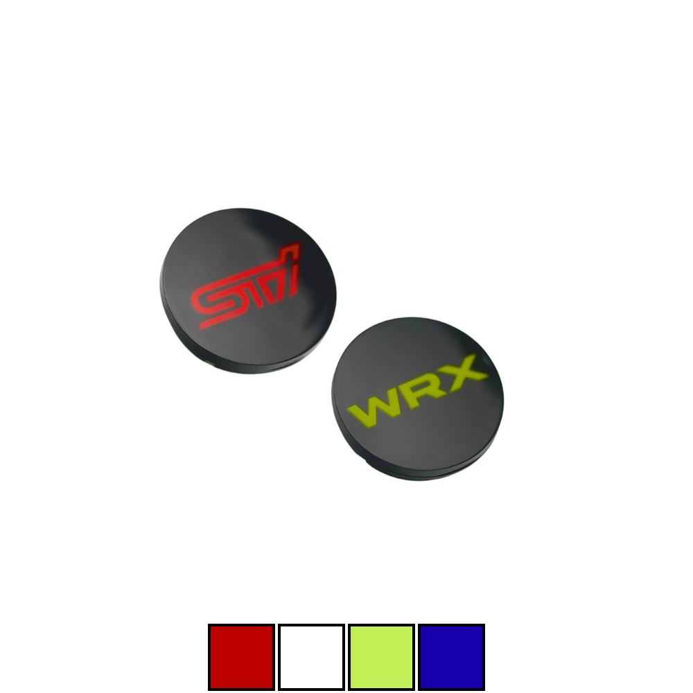 Racing Art [WRX,STI,BRZ] Factory Subaru Wheel Center Caps w/ WRX or STI Logo | Red, Blue, Neon Yellow, White