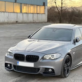 BMW F10/F11 M Sport Front Bumper Splitter Set – Gloss Black Side Covers for 5 Series 520i/530i (2011–2017)