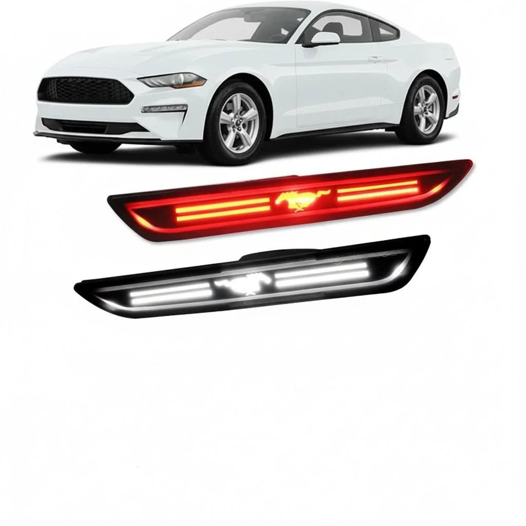 LED Rear Side Marker Lights for Ford Mustang (2015–2023) – Red Fender/Bumper Reflector Lamp Set (2PCS)