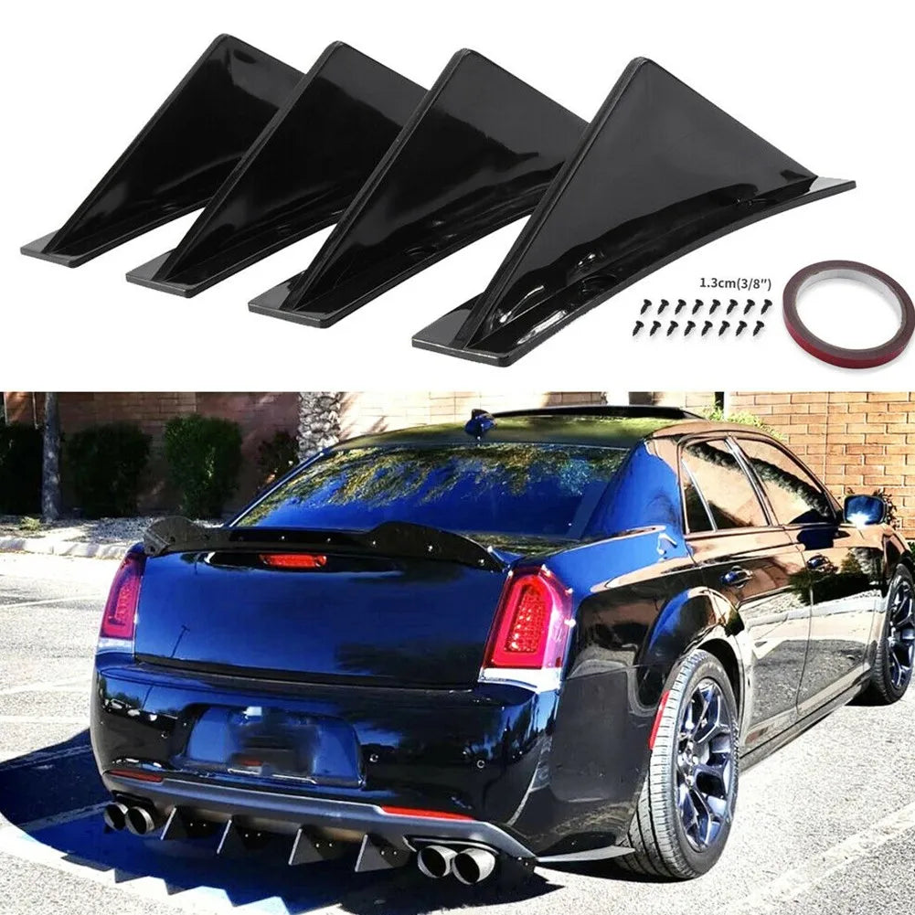 Universal Rear Bumper Diffuser Fins (4PCS) – Splitter Lip Spoiler Protector Caps for Chrysler 300 & More