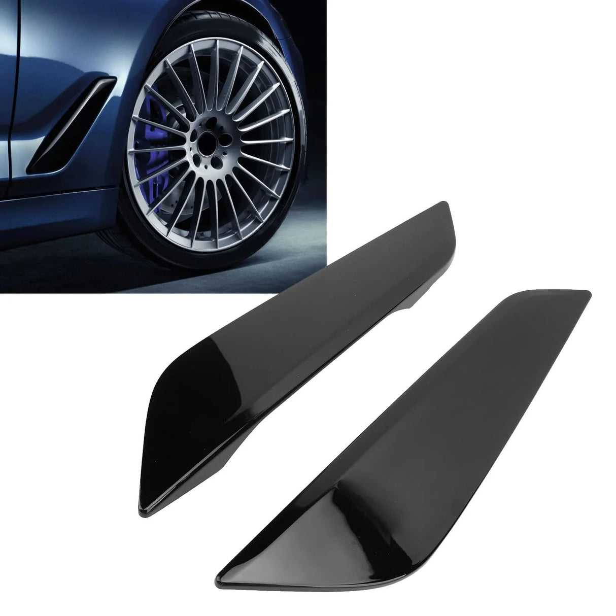 Front Side Air Duct Wing Trim Set for BMW 5 Series G30 G31 (2017–2023) – Gloss Black