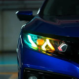 RGB Projector LED Headlights with DIY DRL – Fits Honda Civic 2016–2021 (Pair)