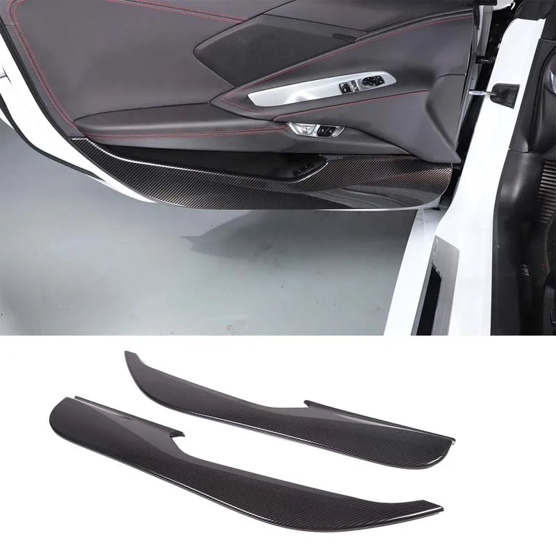 Corvette C8 Interior Door Anti-Kick Panel Covers (2020–2023) – Carbon Fiber/Red