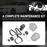 BMW N54 Engine Drive Belt Tensioner & Idler Pulley Kit with Billet Aluminium Power Steering Pulley for E82 / E88 135i & E90 / E91 / E92 / E93 335i / 335xi 2007 - 2010