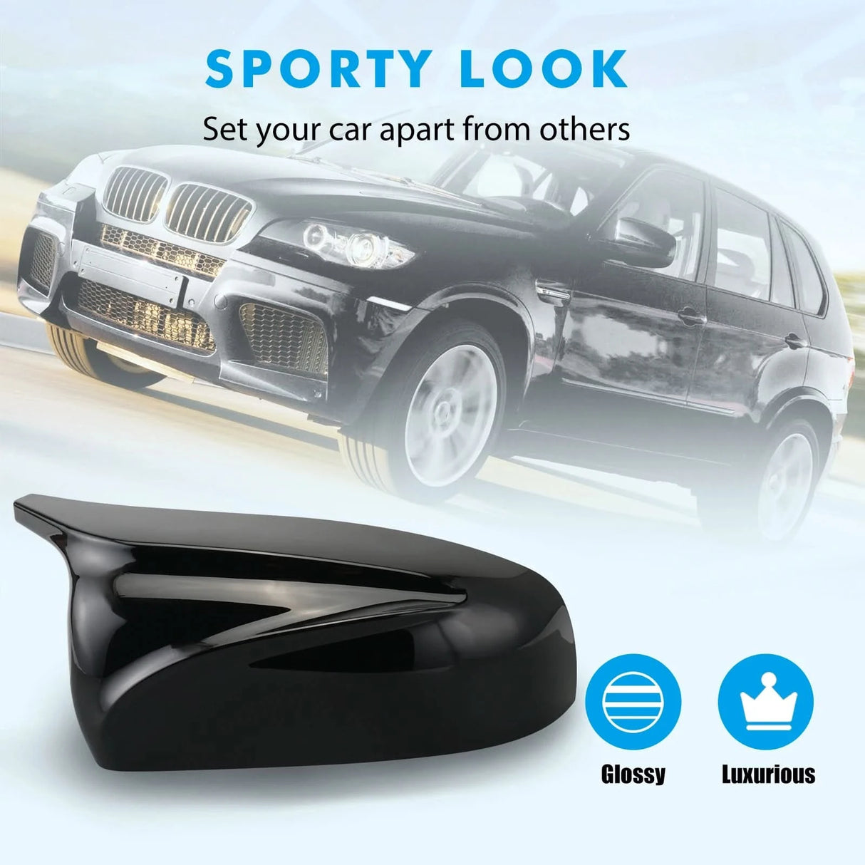 M-Style Gloss Black Mirror Covers – BMW X5 E70 & X6 E71 (2008–2012)