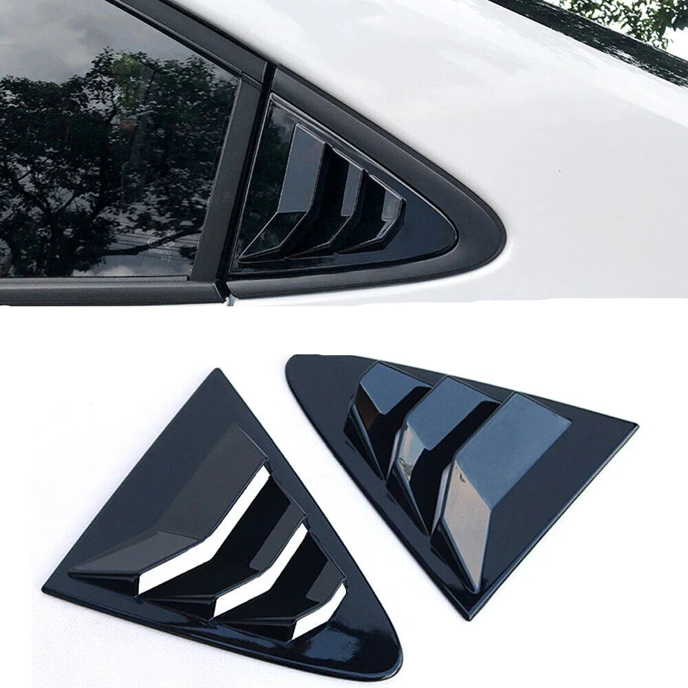 Rear Side Window Louver Cover Set for Toyota Corolla Sedan 2019–2023 – Gloss Black / Carbon Look Vent Trim