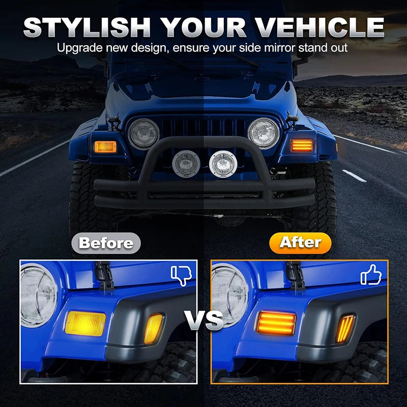 Dynamic LED Turn Signal & Side Marker Lights for Jeep Wrangler TJ (1997–2006)