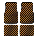 Universal Racing Checkered Plush Floor Mats – All-Weather Non-Slip Interior Carpet Set (4-Piece)