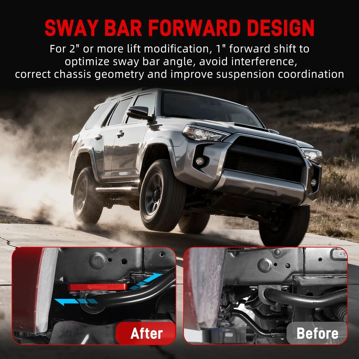 Billet Aluminum Front Sway Bar Relocation Kit – Toyota 4Runner (2010–2024) / FJ Cruiser (2010–2014)