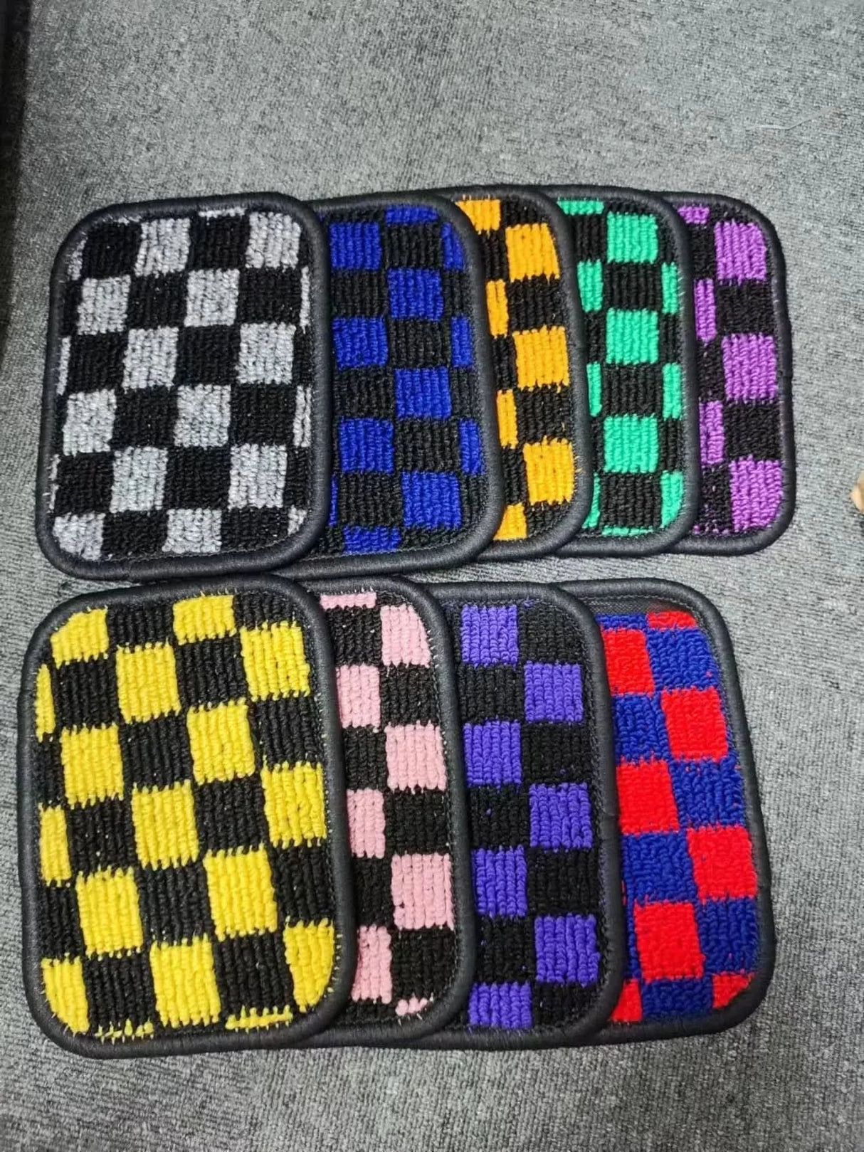 Universal Racing Checkered Plush Floor Mats – All-Weather Non-Slip Interior Carpet Set (4-Piece)