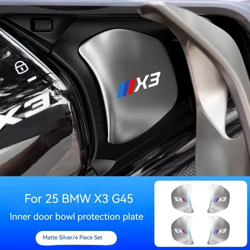 Stainless Steel Inner Door Bowl Guards for BMW X3 G45 2024–2025 – 4-Piece Protective Handle Trim Set