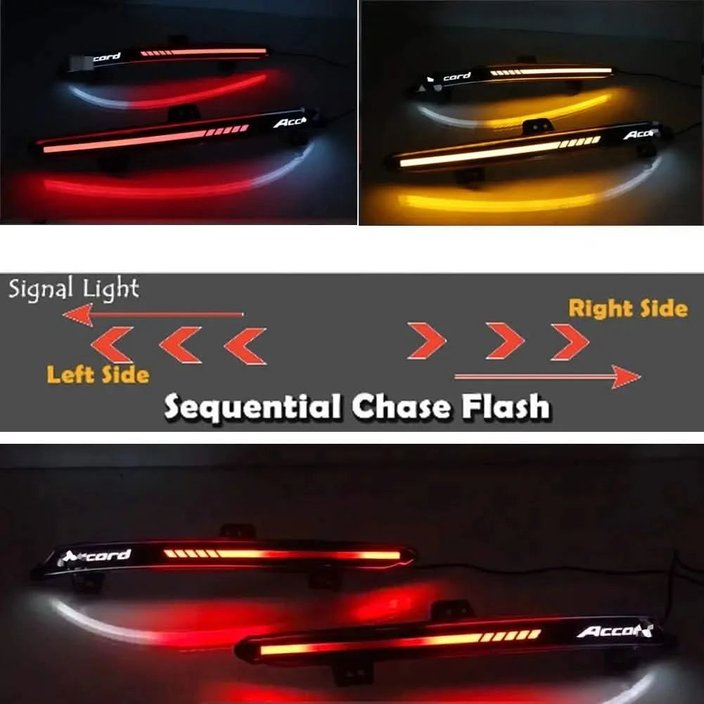 Honda Accord LED Rear Bumper Reflector Lights – Brake, DRL & Sequential Turn Signal (2018–2022 Sedan)