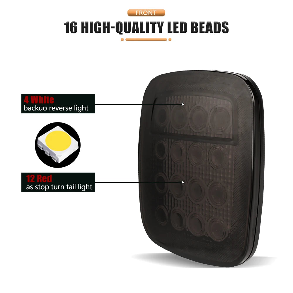 LED Tail Lights for Jeep Wrangler CJ / YJ / TJ – Smoked or Red Lens (2-Piece Set)