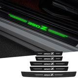 Luminous Carbon Fiber Door Sill Protectors for Nissan 350Z – Anti-Kick Threshold Scuff Plate Stickers