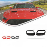 Hood Engine Vent Cover Trim – Fits Ford Mustang 2018–2023 | Carbon Fiber Style or Red Air Outlet Decoration Set (2PCS)