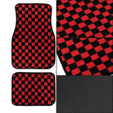 Universal Racing Checkered Plush Floor Mats – All-Weather Non-Slip Interior Carpet Set (4-Piece)