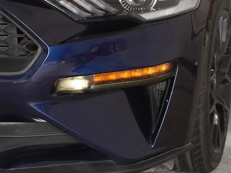 Smoked Front Fog Light Covers for Ford Mustang 2018–2023 | Gloss Black Fog Lamp Trim Upgrade