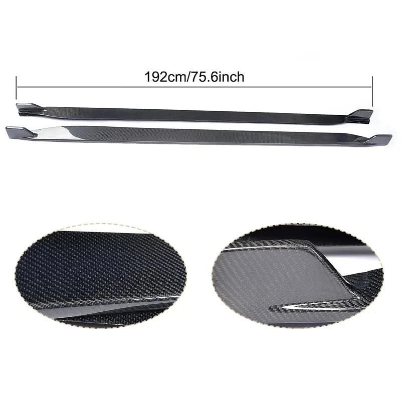 Ford Mustang Carbon Fiber Side Skirt Extensions – Gloss 2×2 Weave (2015–2017 Coupe & Convertible)