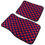 Universal Racing Checkered Plush Floor Mats – All-Weather Non-Slip Interior Carpet Set (4-Piece)