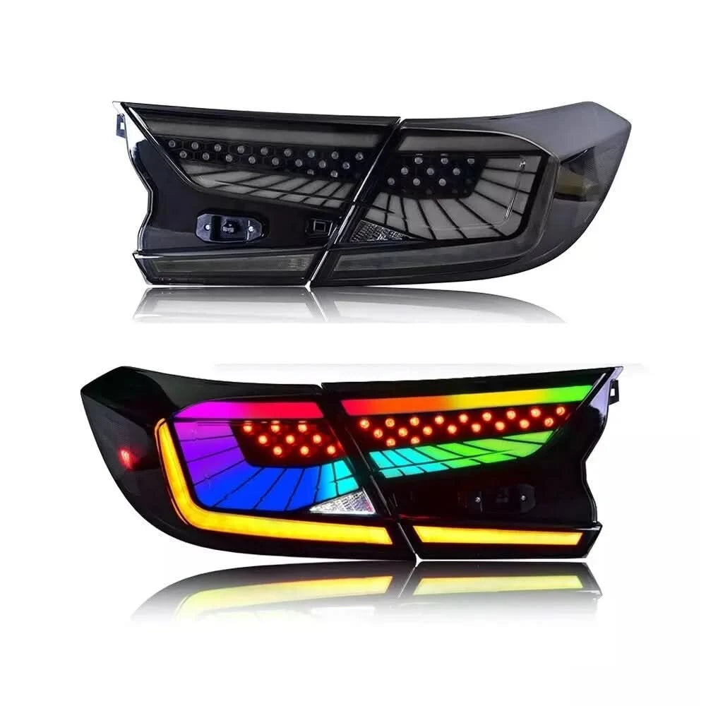 Honda Accord RGB LED Tail Lights – Smoked Lens with Startup Animation (2018–2022 Sedan)