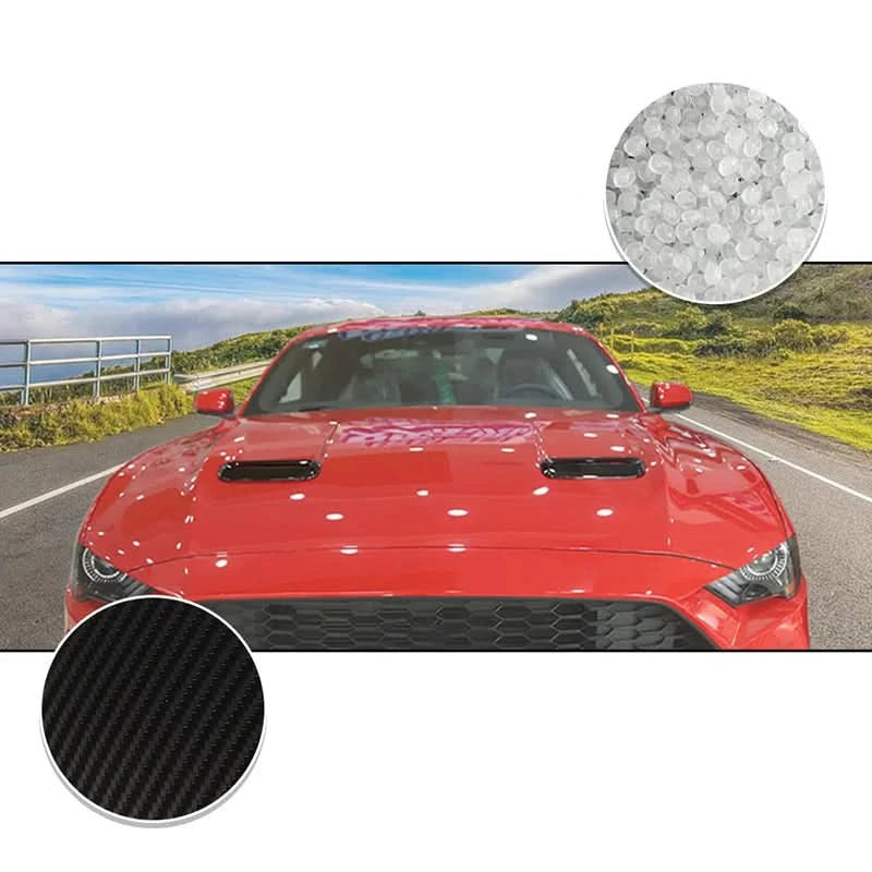 Hood Engine Vent Cover Trim – Fits Ford Mustang 2018–2023 | Carbon Fiber Style or Red Air Outlet Decoration Set (2PCS)