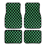 Universal Racing Checkered Plush Floor Mats – All-Weather Non-Slip Interior Carpet Set (4-Piece)