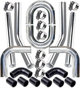 Universal 2.5" Aluminium Turbo Intercooler Piping Kit with Silicone Couplers, U-Pipe & Stainless Steel T-Bolt Clamps