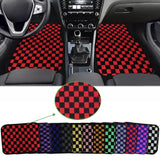 Universal Racing Checkered Plush Floor Mats – All-Weather Non-Slip Interior Carpet Set (4-Piece)