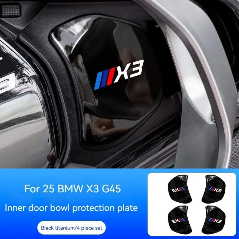 Stainless Steel Inner Door Bowl Guards for BMW X3 G45 2024–2025 – 4-Piece Protective Handle Trim Set